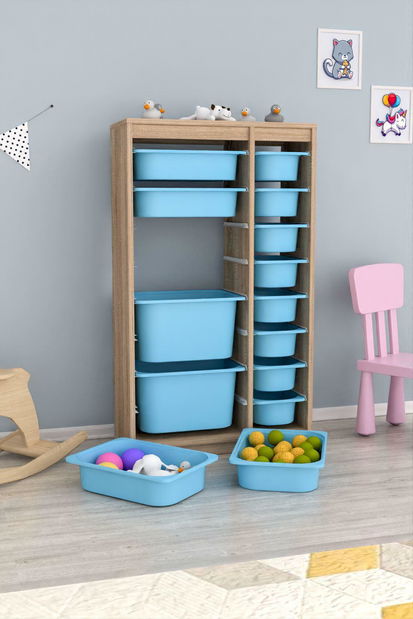 Organizator za igračke Dremonka 6 (hrast sonoma + plava)