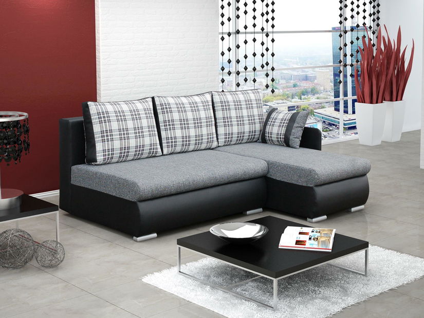 Sarok kanapé Ashlie (világosszürke + fekete) (J)