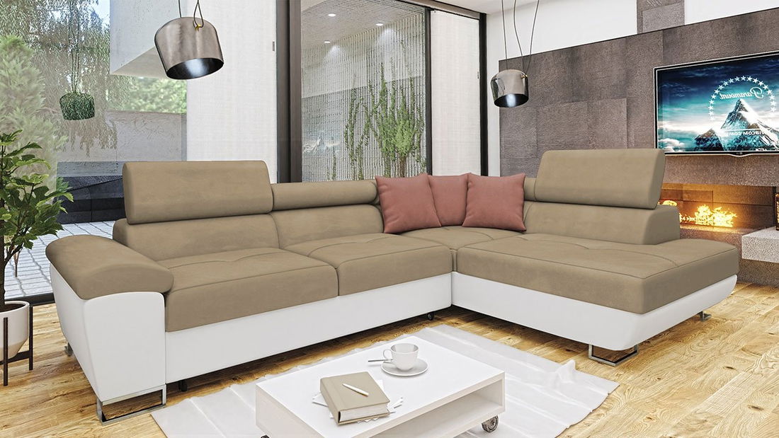 Colțar Alphard (D) (piele ecologică Soft 017 + Uttario Velvet 2979 + Uttario Velvet 2955)