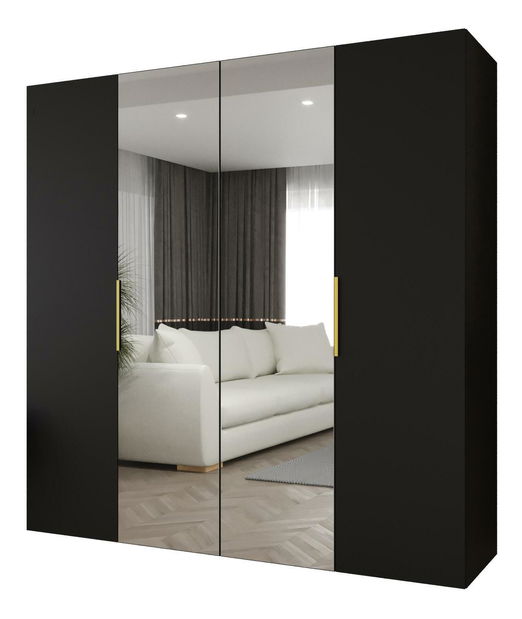 Dulap de haine 200 cm Mirabella 2 (Negru + Auriu)