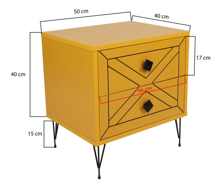 Éjjeliszekrény Luana (sárga)