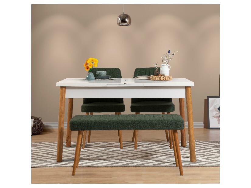 Set mobilier sufragerie Dobuse 2 (pin atlantic + alb + verde) (pentru 4 persoane)