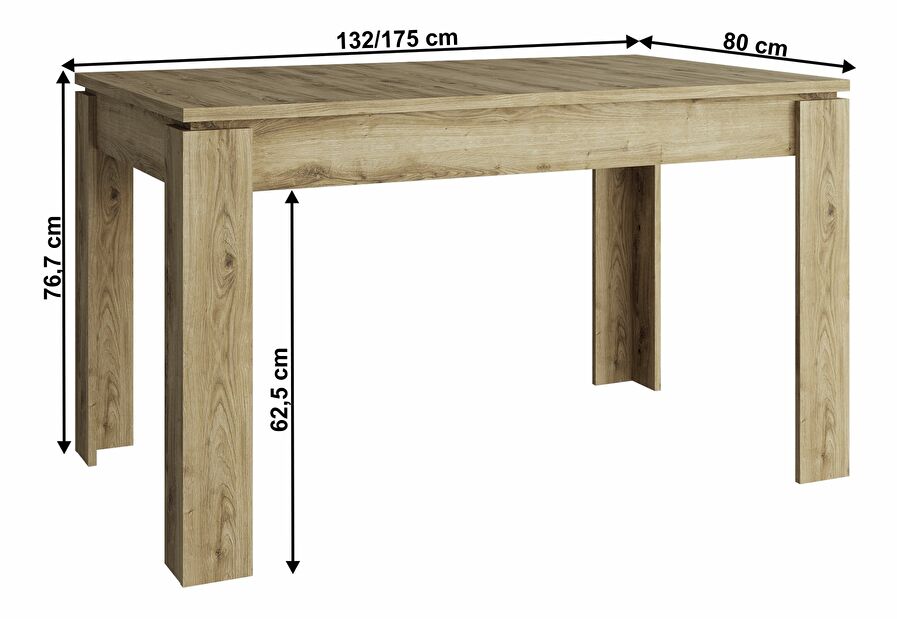 Masă de sufragerie extensibilă DORIS (stejar navarra) (pentru 6-8 persoane)