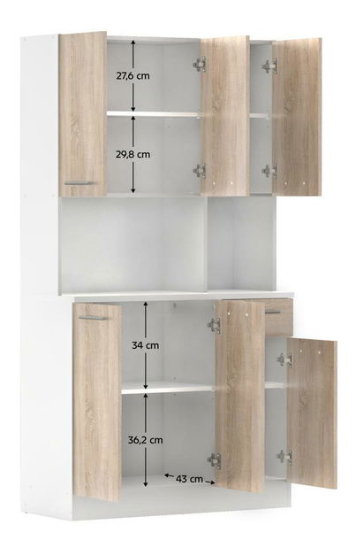 Colț bucătărie Palermo NEW (alb + stejar sonoma)