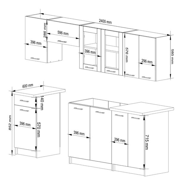 Set mobilier bucătărie 240 cm Ozara II B (beton)