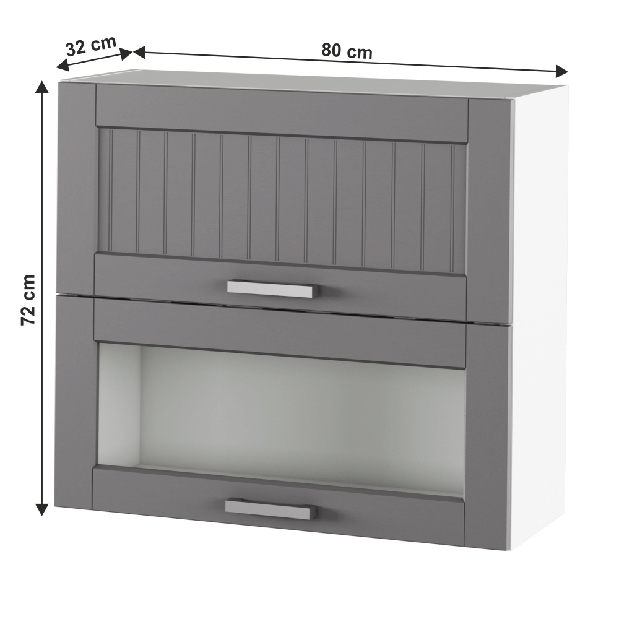 Horná kuchynská skrinka Janne Typ 13 (tmavosivá + biela)