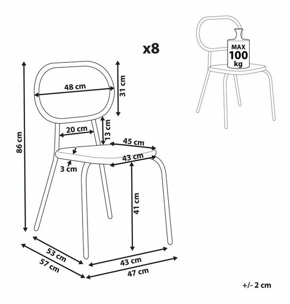 Set vrtnih stolica (8 kom.) Praza (prirodna)