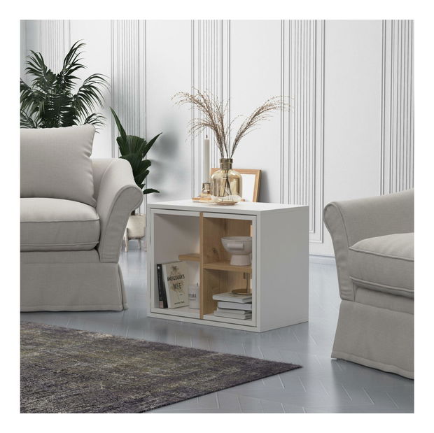 Set 3ks. konferenčných stolíkov Naleta 1 (biela + dub)