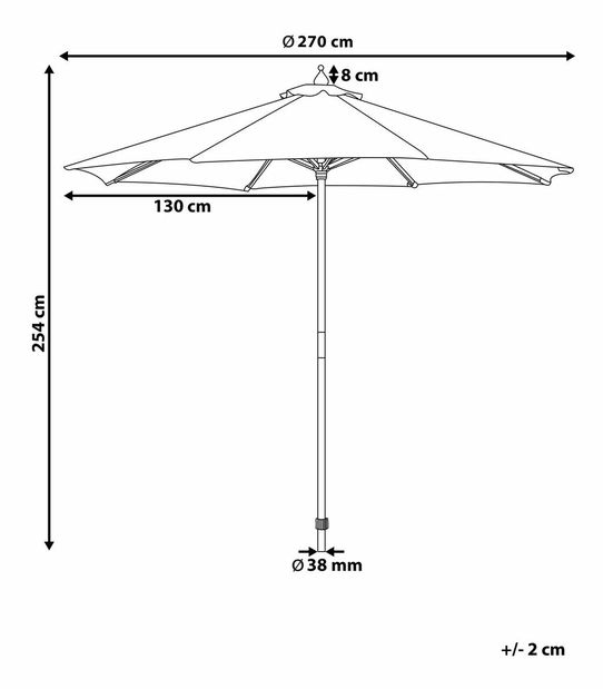 Umbrelă de grădină 270 cm TRATORIA II (lemn) (bej nisipiu)