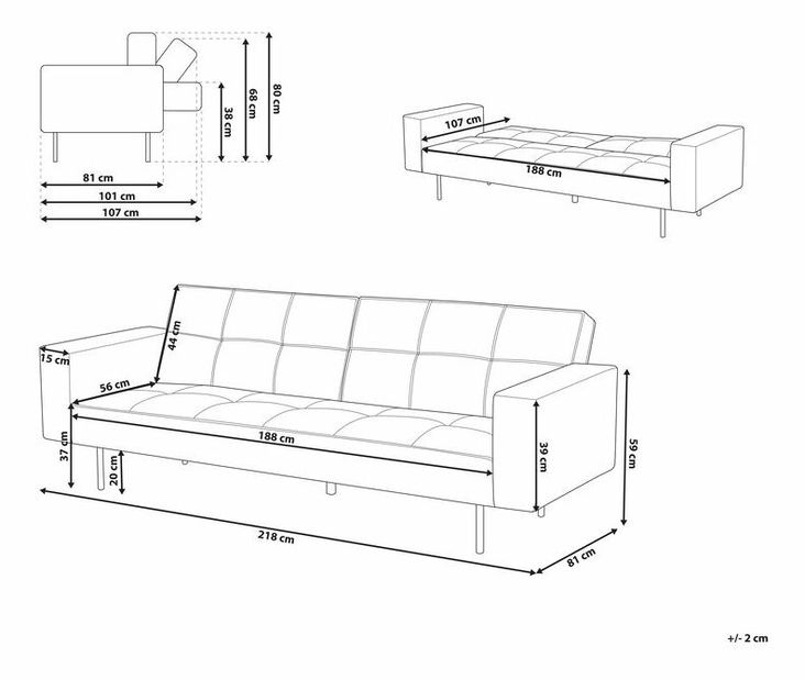Háromszemélyes kanapé Viby (rózsaszín)