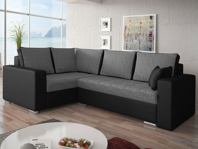 Rohová sedačka Valmero Bis (svetlosivá + čierna) (L)