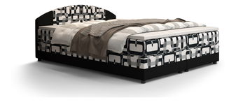Bračni krevet  Boxspring 140 cm Orlando Comfort (uzorak + tamnosmeđa) (s madracem i prostorom za odlaganje)