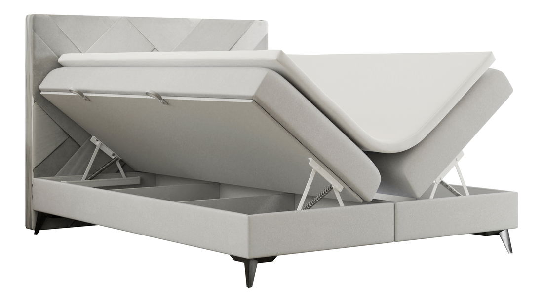 Pat matrimonial Boxspring 160 cm Melo (gri deschis) (cu sp. depozitare)