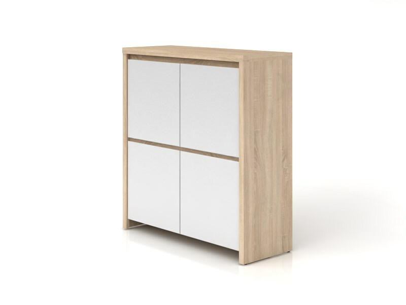 Skrinka BRW Kaspian KOM4D (dub sonoma + lesk biely)