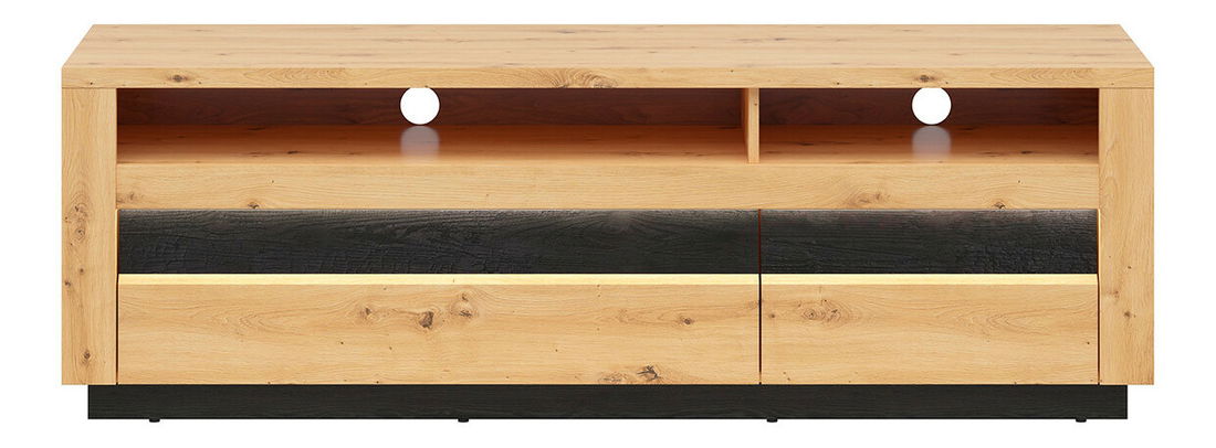 Masă TV/Dulap Ostia RTV2S (Stejar artisan + Stejar negru) ( cu iluminat LED)