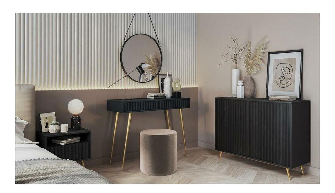 Fésülködőasztal Biel B4 (fekete + arany)