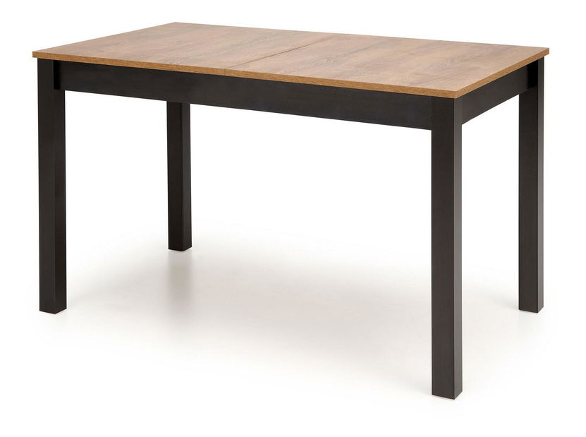 Masă de sufragerie extensibilă Tentempies (stejar hnedý + negru) (pentru 4-6 persoane)