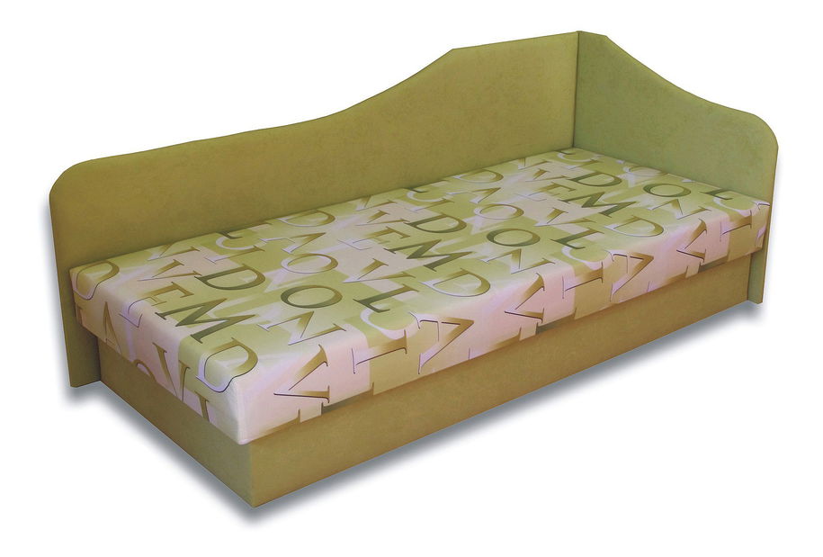 Jednolôžková posteľ (váľanda) 80 cm Lux 87 (Svetlozelená 72 + Muro 30) (P)