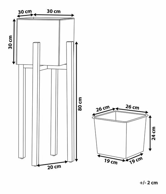 Posuda za cvijeće DENVILLE 95x30x30 cm (drvo) (siva)