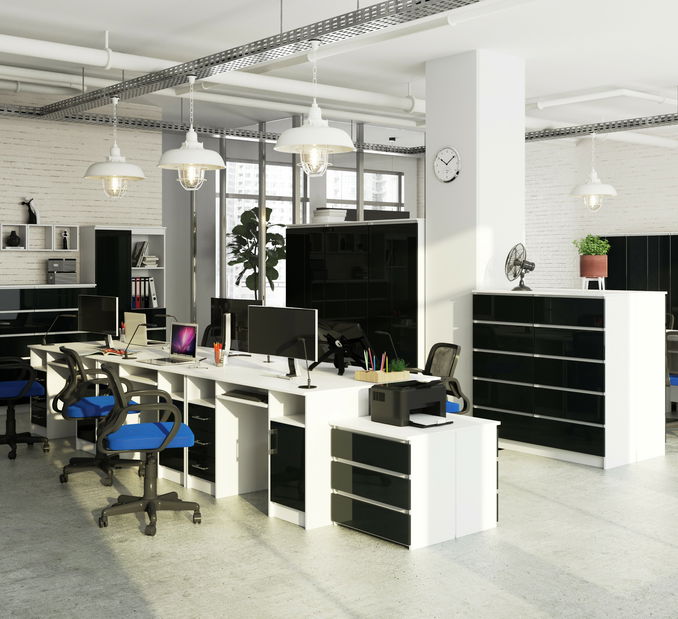 PC asztal Aziza (fehér + fényes grafit)