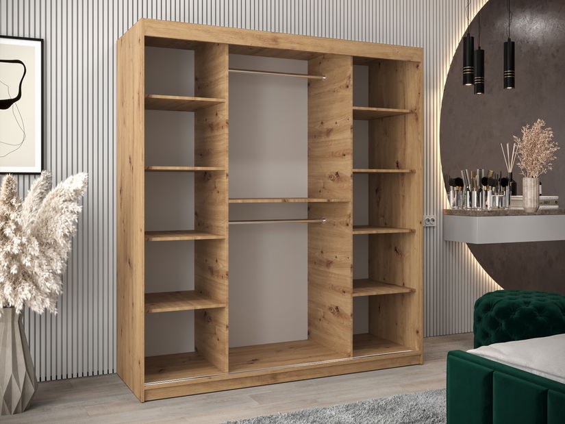 Dulap de haine 180 cm Eclipse (Stejar artisan + Negru mat)