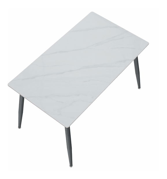 Masă sufragerie Fresia 1 (alb marmură + negru) (pentru 4 persoane)
