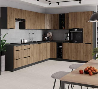 Kuchyňa Monzesa 5 (orech okapi + čierna)