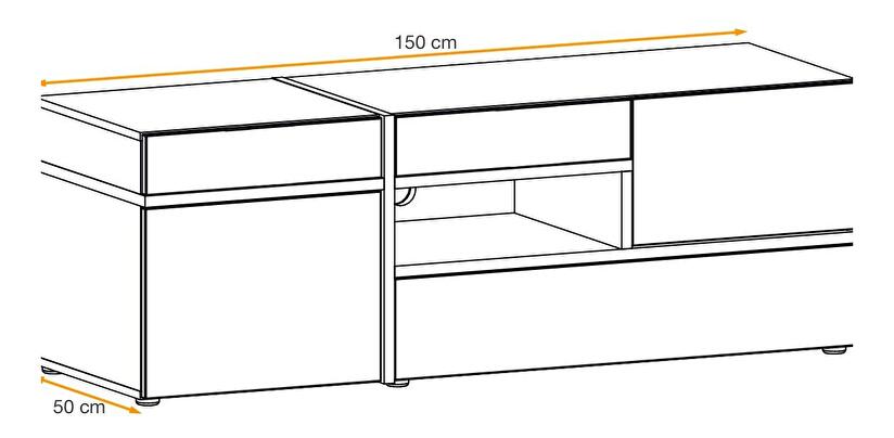 TV asztal/szekrény Crosford (hikori jackson + fekete) (LED világítással)