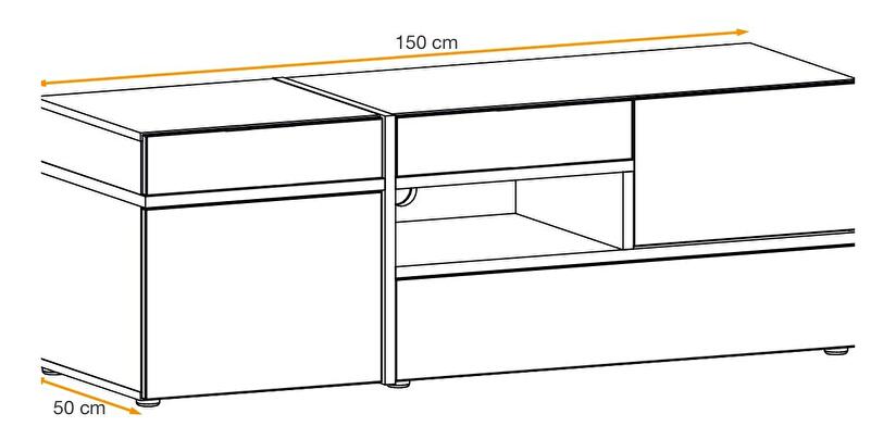 Tv stolík/skrinka Crosford (hikora jackson + čierna) (s LED osvetlením)