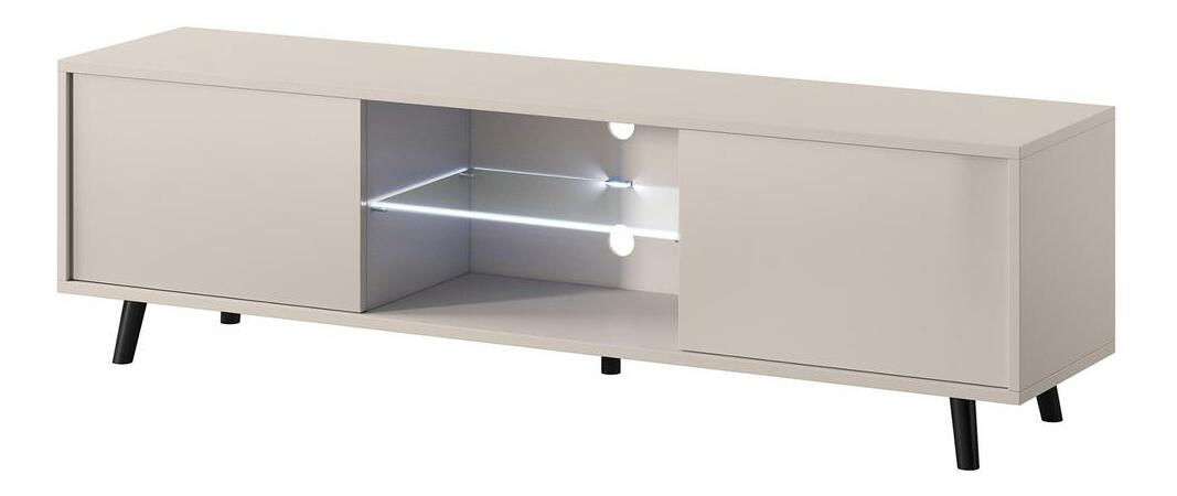 TV skrinka/stolík Leiros (s osvetlením) (sivobéžová + čierna)