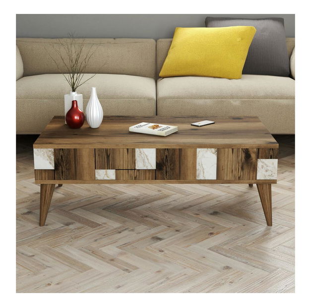 Konferenčný stolík Madre (biela + orech)