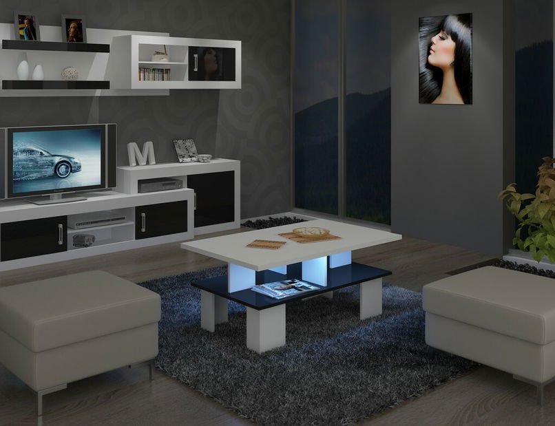 Stolić za kavu Sudbury 2 (bijela + sjaj crni) 