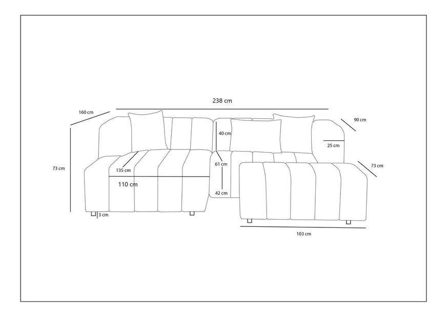 Kutna garnitura Beyzometta (L) (svijetlosiva)