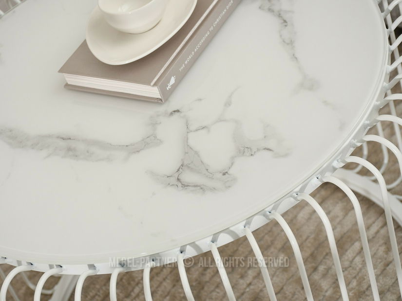 Stolić za kavu Nando (mramor + bijela)