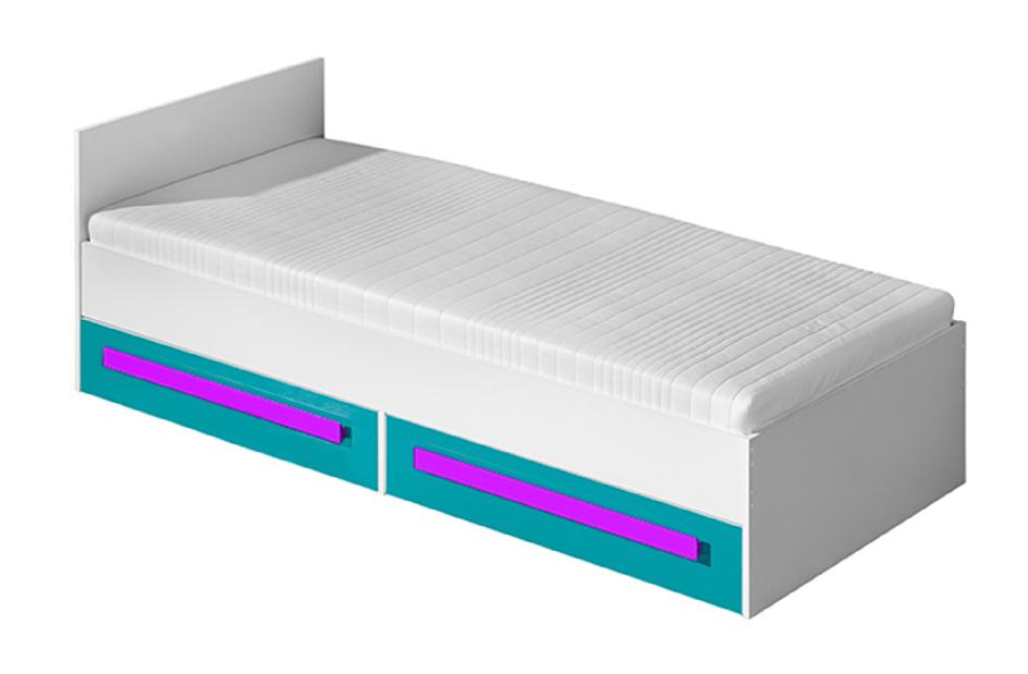 Jednolôžková posteľ 90 cm Gullia 11 (tyrkysová + fialová)