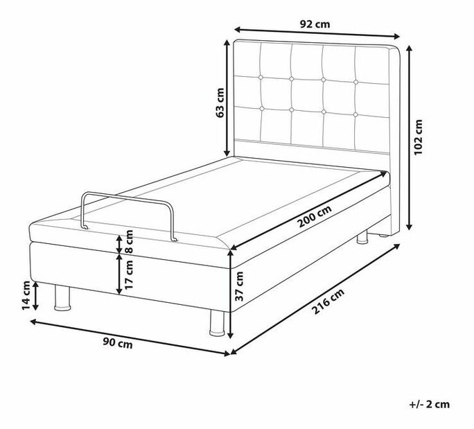 Egyszemélyes ágy 90 cm DUCHE (bézs)