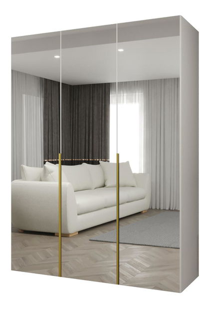 Dulap de haine 150 cm Alice 3 (alb + Auriu)