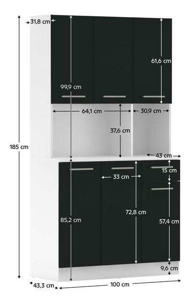 Kuhinjski kutak Palermo NEW (bijela + crna)