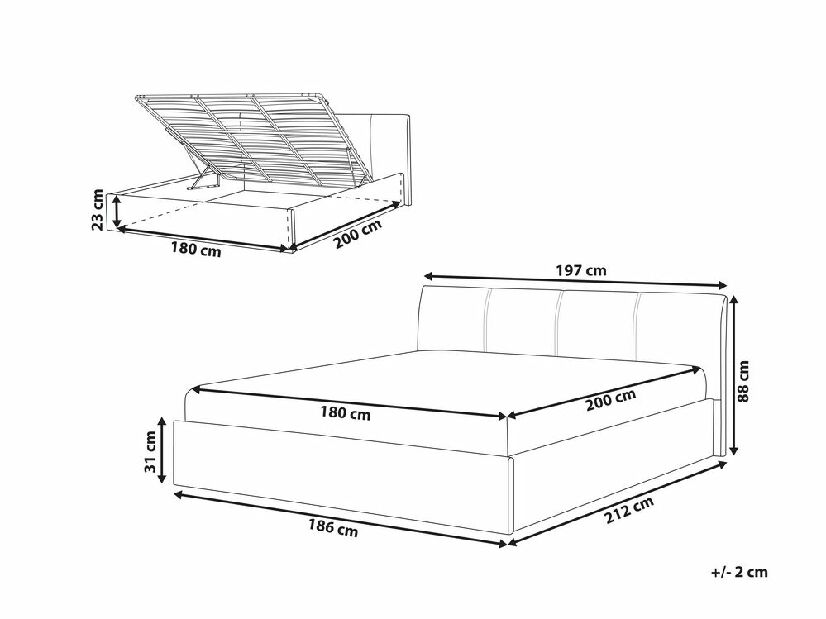 Manželská posteľ 180 cm ORBIT (s roštom a úl. priestorom) (béžová)