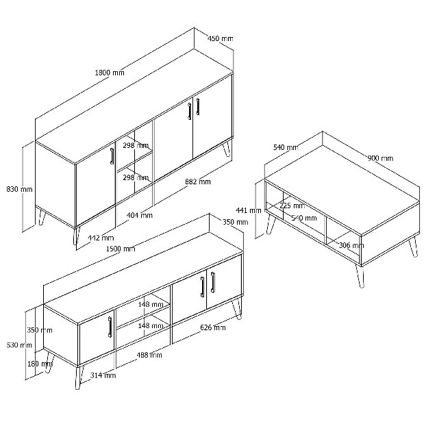 Mobilier living Sakura (Nuc + Antracit)