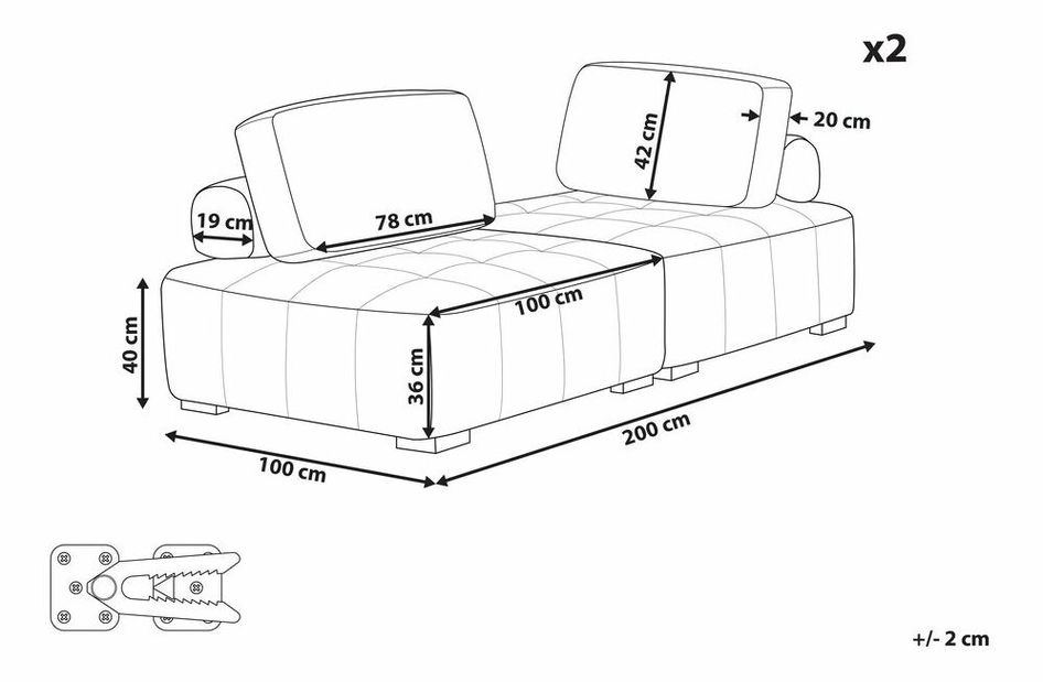 Négyszemélyes kanapé Taj (szürke) 
