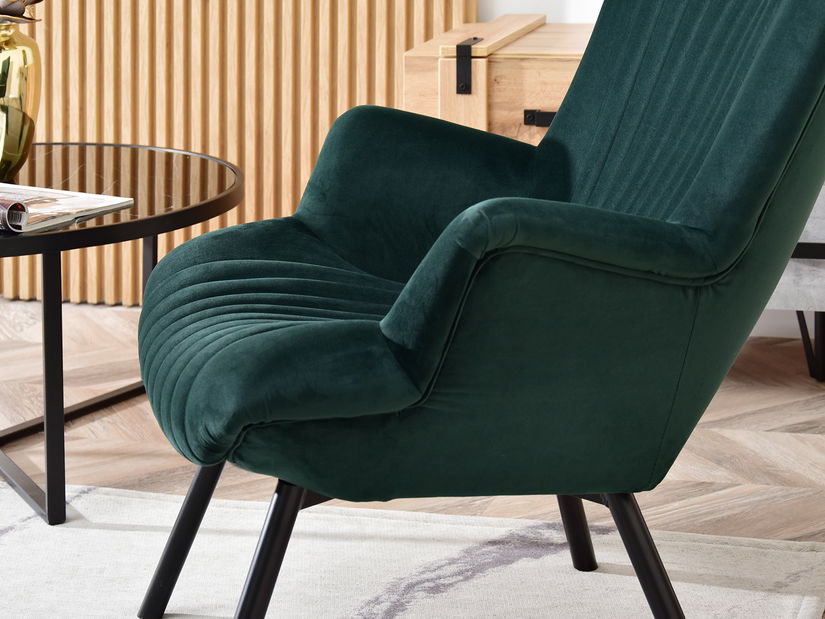 Dizajnové kreslo Lanzaris (zelená + zlatá)