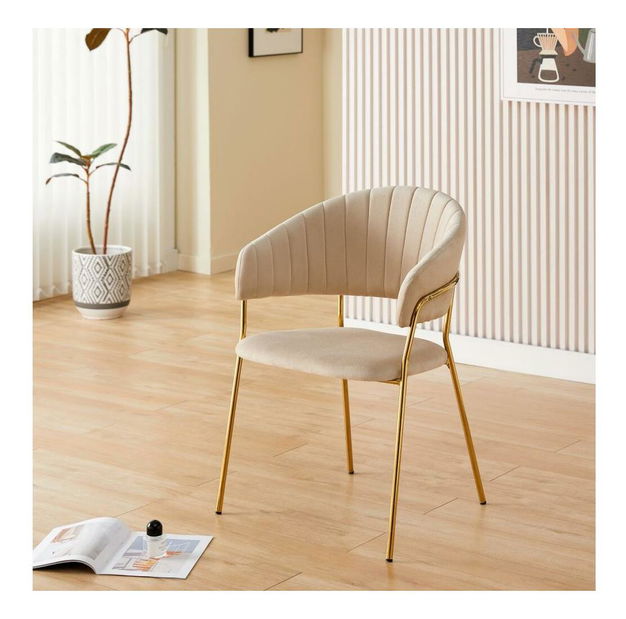 Dizájnos étkezőfotel Dasmona 1 (bézs + arany + króm) 
