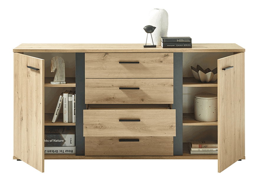 Comodă Kardun (Stejar artisan + negru)