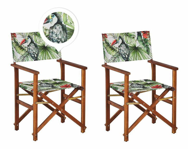 Set 2 vrtne ležaljke s rezervnim presvlakama Ciala (tamno drvo + uzorak tukana)