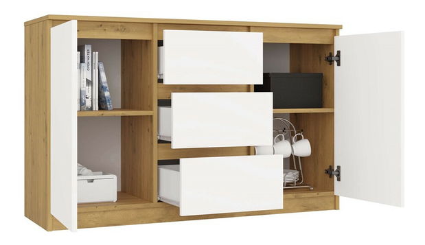 Komoda Musecalo 11 (dub artisan + biela)