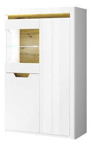 Vitrină Tiera (alb lucios + Stejar navarre)