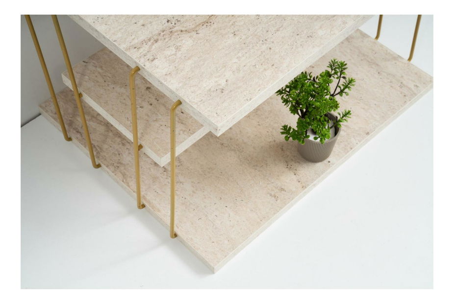 Pomoćni stolić Lifia (zlatna + mramor svijetli)