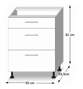 Dolná kuchynská skrinka Lilouse D 60 3 zas