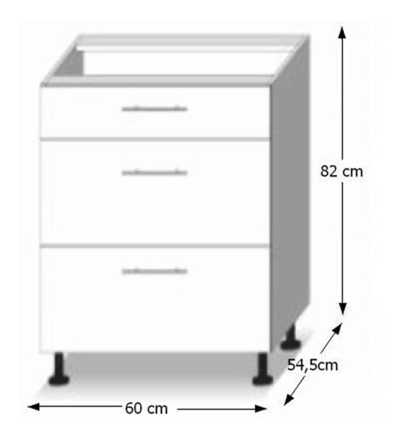 Dulap inferior de bucătărie Lilouse D 60 3 zas